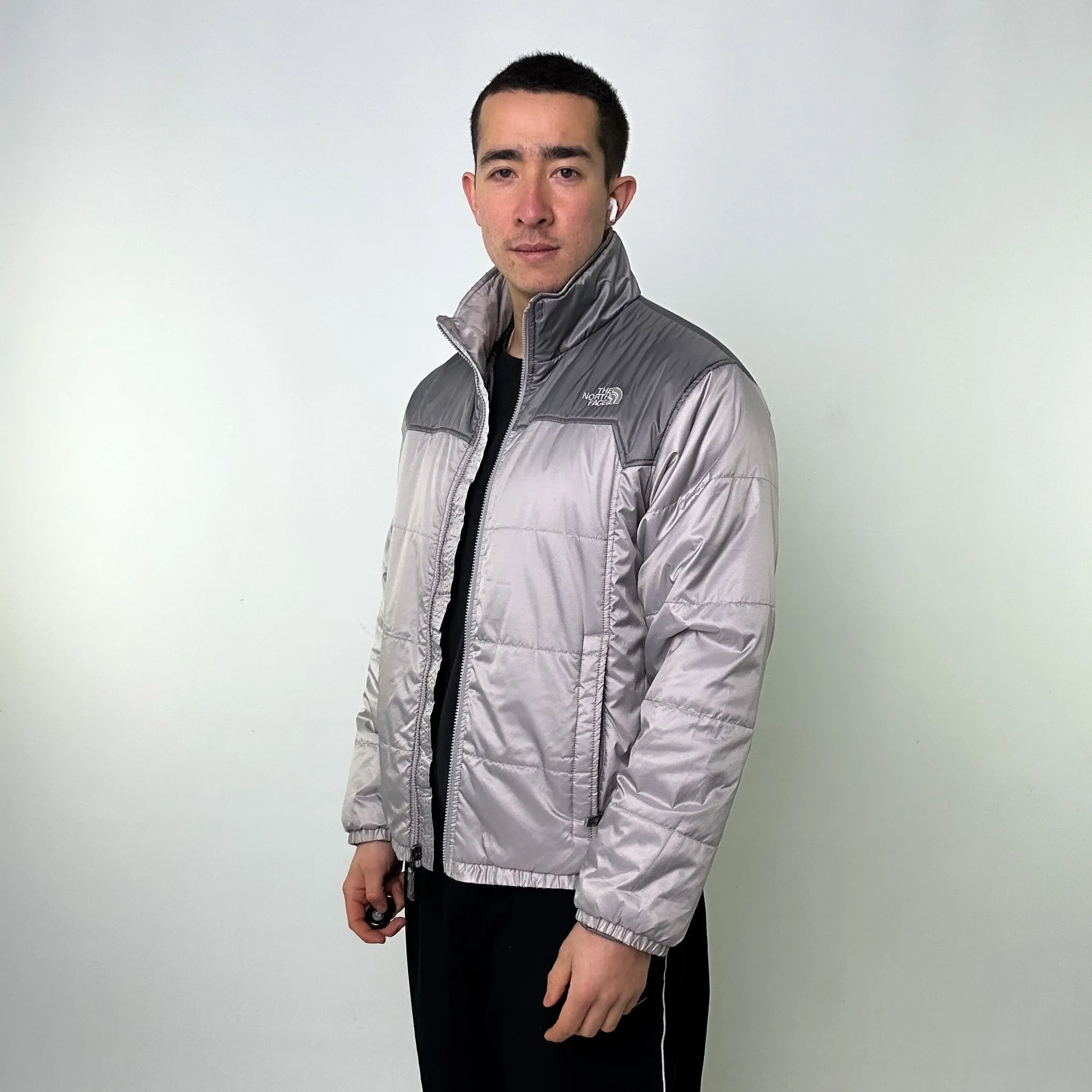 Light Grey 90s The North Face Light Puffer Jacket Coat (L)