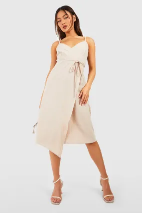 Linen Wrap Midi Dress