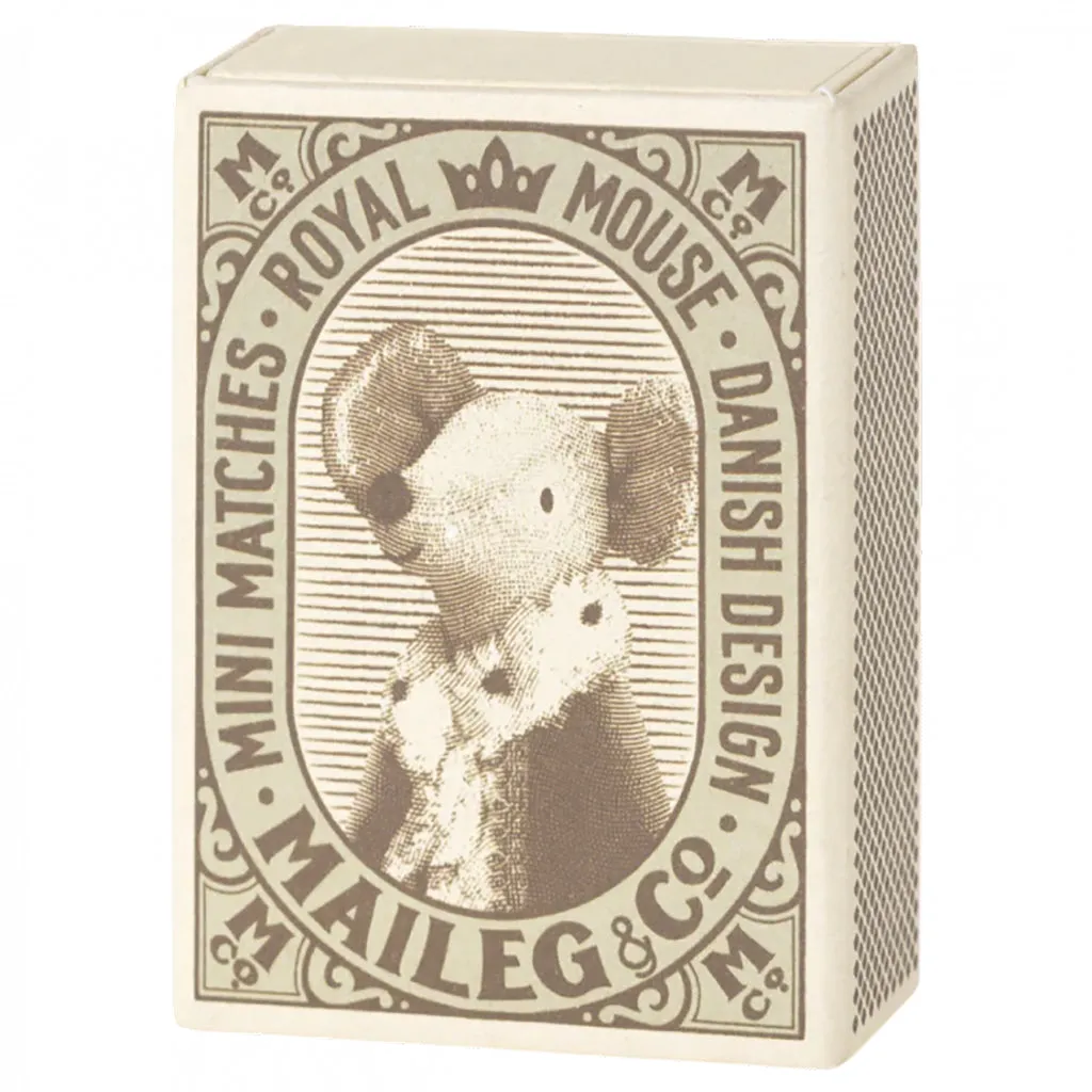 Maileg Toys Sleepy Wakey Baby Mouse In Matchbox Blue