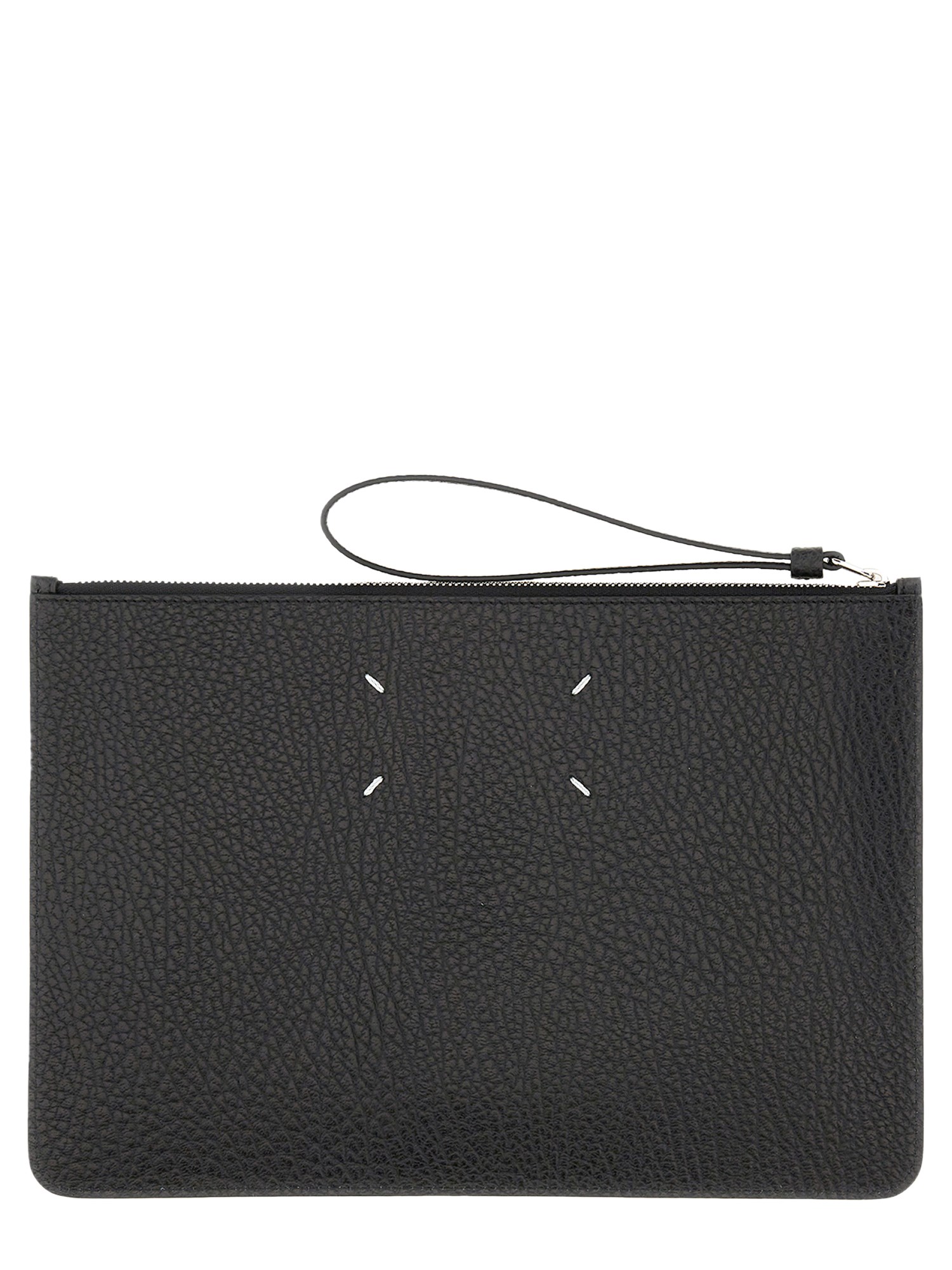 MAISON MARGIELA    LEATHER CLUTCH BAG WITH LOGO