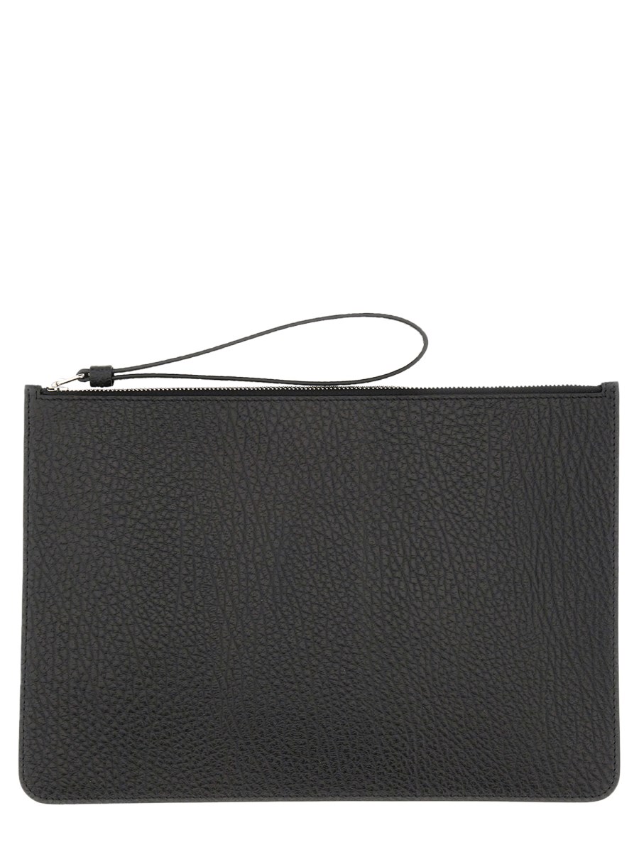 MAISON MARGIELA    LEATHER CLUTCH BAG WITH LOGO