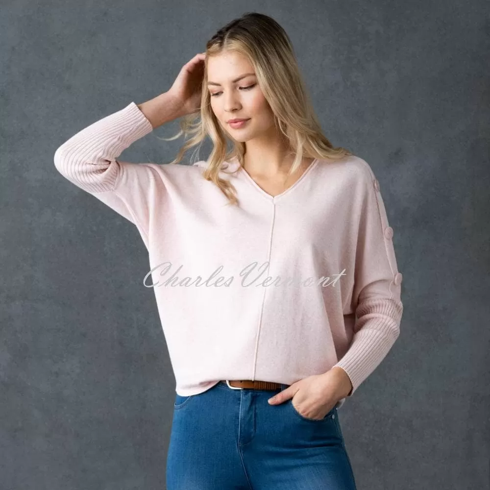 Marble Button Sleeve Sweater - Style 6728-120 (Pale Pink)