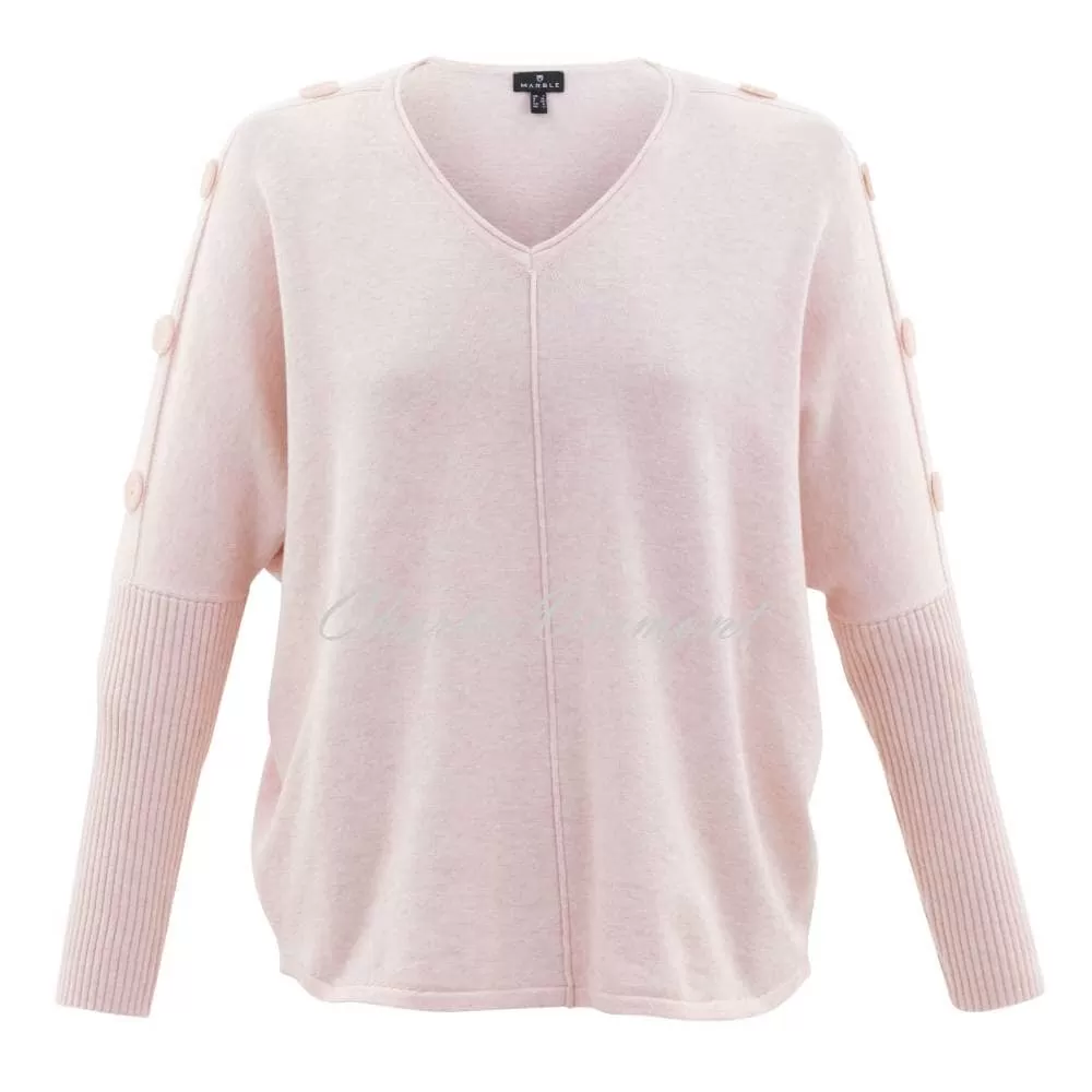 Marble Button Sleeve Sweater - Style 6728-120 (Pale Pink)