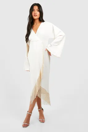 Maternity Tassel Hem Wrap Dress