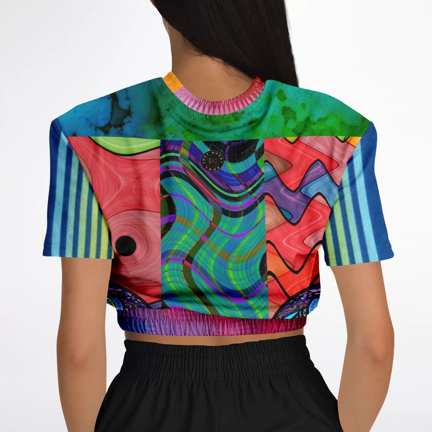 Me So Psychedelic Short Sleeve Cropped Eco-Poly Sweater