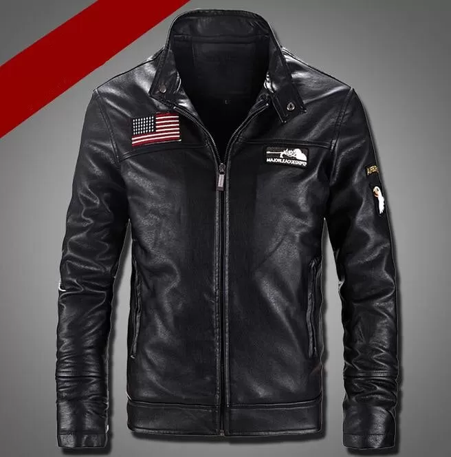 Men's Autumn Fashion Slim Stand Collar Leather Fur Short Jackets