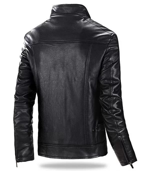 Men's Autumn Fashion Slim Stand Collar Leather Fur Short Jackets