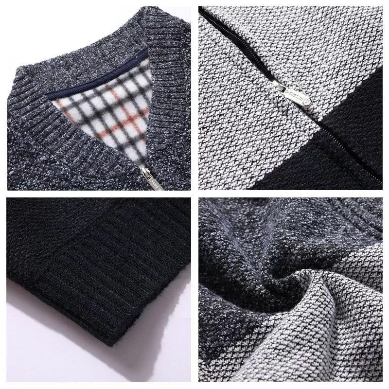 Men's Casual Fit Knitted Polyester V-neck Cardigan Sweater