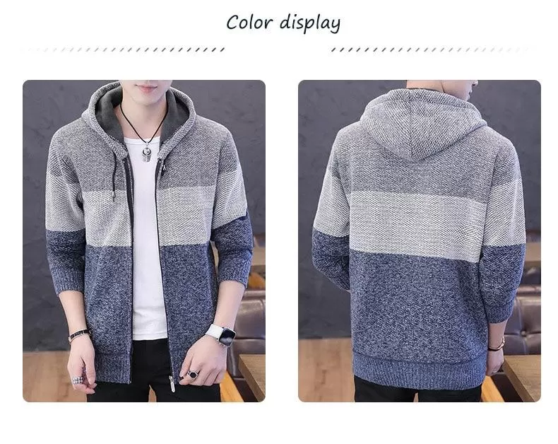 Men's Casual Fit Knitted Polyester V-neck Cardigan Sweater