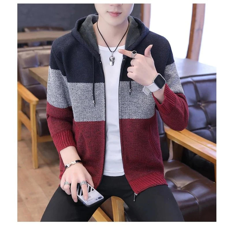 Men's Casual Fit Knitted Polyester V-neck Cardigan Sweater