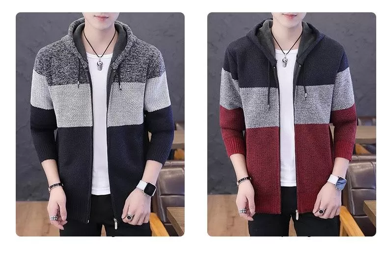 Men's Casual Fit Knitted Polyester V-neck Cardigan Sweater