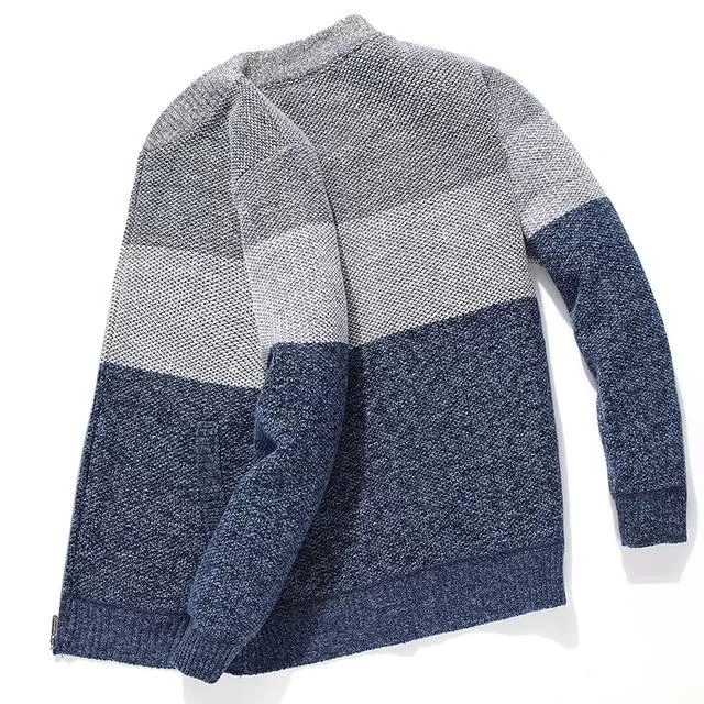 Men's Casual Fit Knitted Polyester V-neck Cardigan Sweater