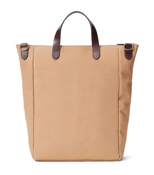 Men's Leather-Trim Canvas Tote Tan/Dark Brown