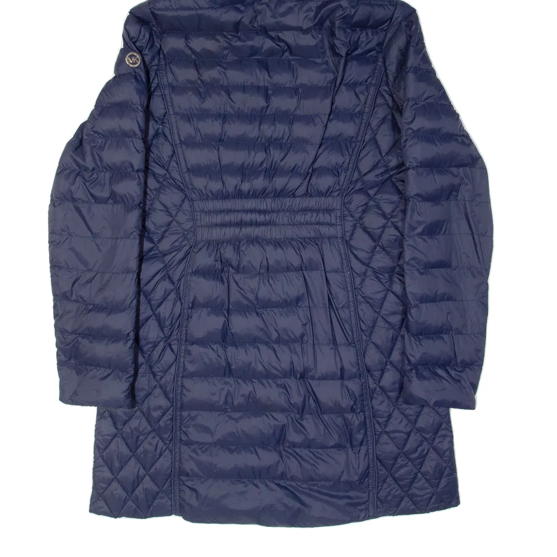 MICHAEL KORS Lightweight Down Insulated Womens Puffer Coat Blue Nylon Hooded S