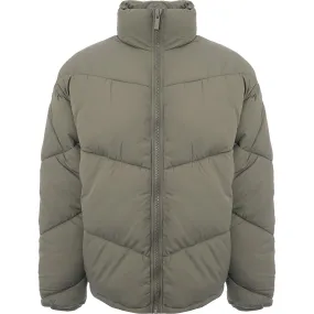 New Look Men's Green Funnel Neck Puffer Jacket with Chevron Design