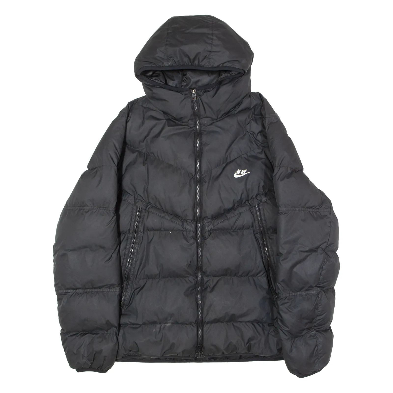 NIKE Mens Puffer Jacket Black Hooded XL