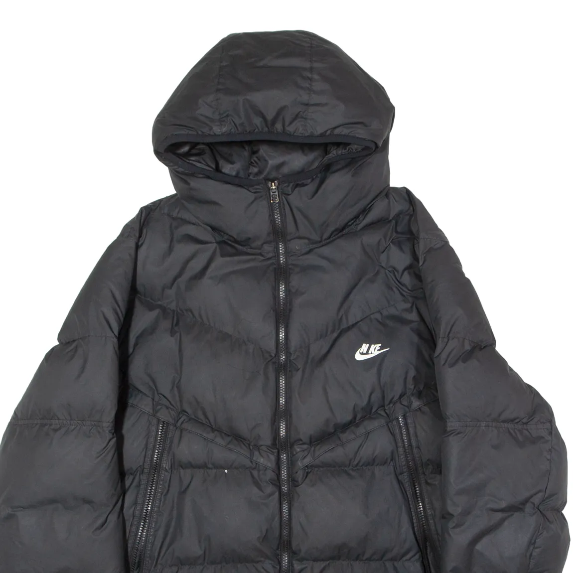 NIKE Mens Puffer Jacket Black Hooded XL