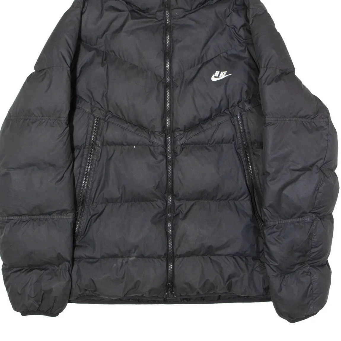 NIKE Mens Puffer Jacket Black Hooded XL