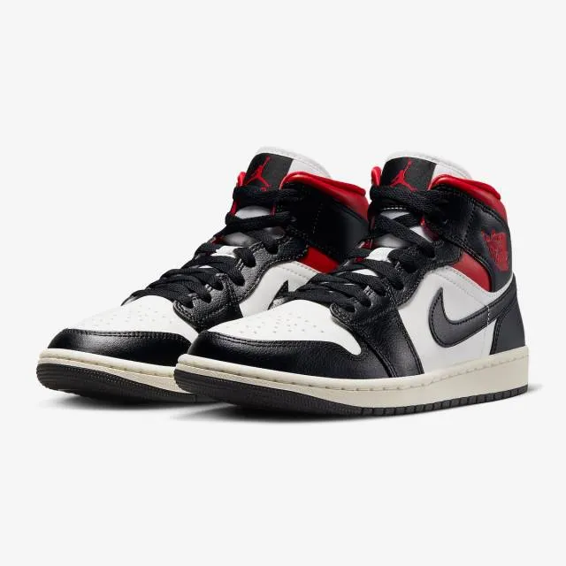 Nike women's air jordan 1 mid (black sail gym red/ black/ gym red/ sail) sizes 6-10 bq6472-061