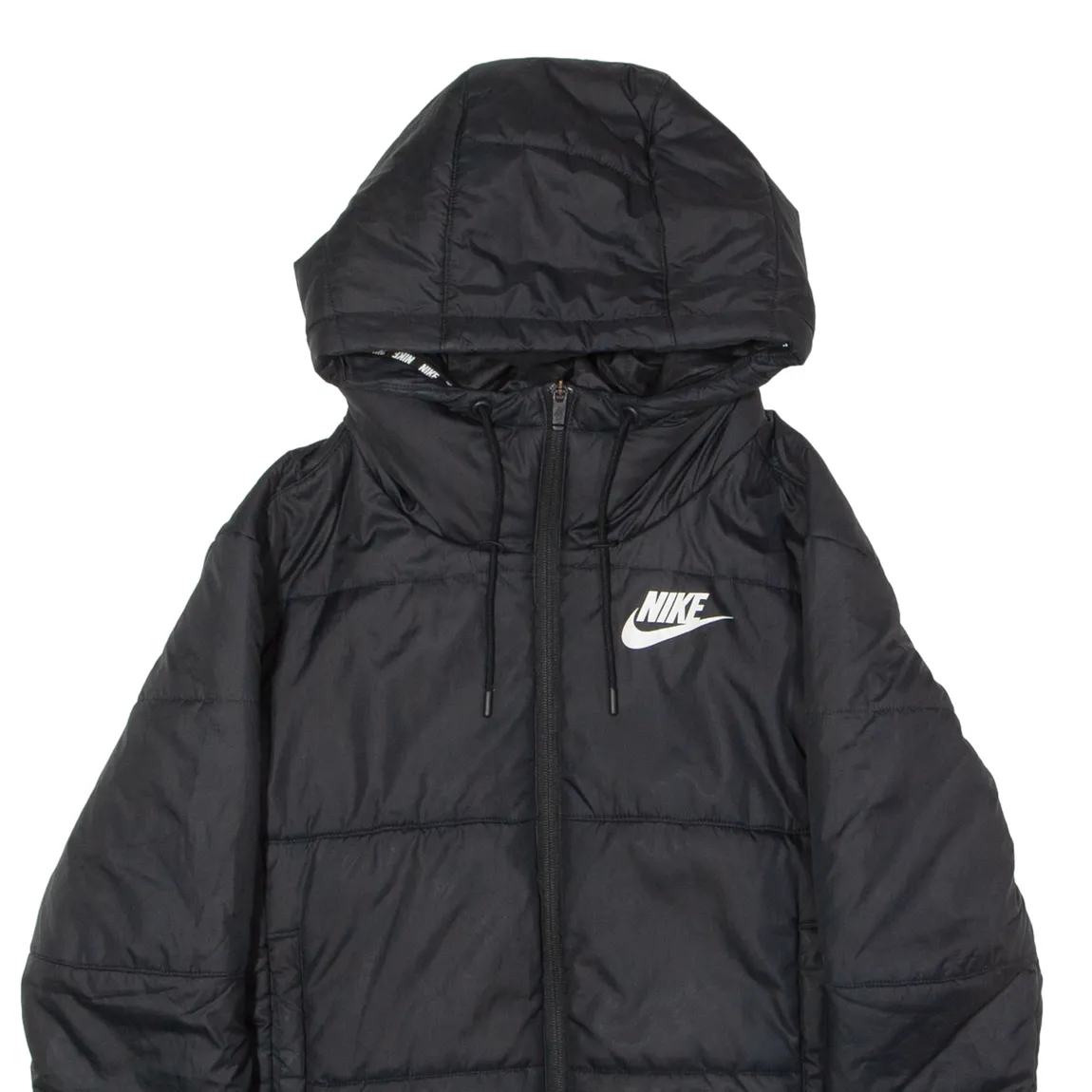 NIKE Womens Puffer Jacket Black Hooded XS