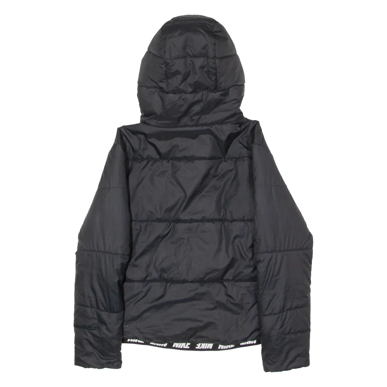 NIKE Womens Puffer Jacket Black Hooded XS