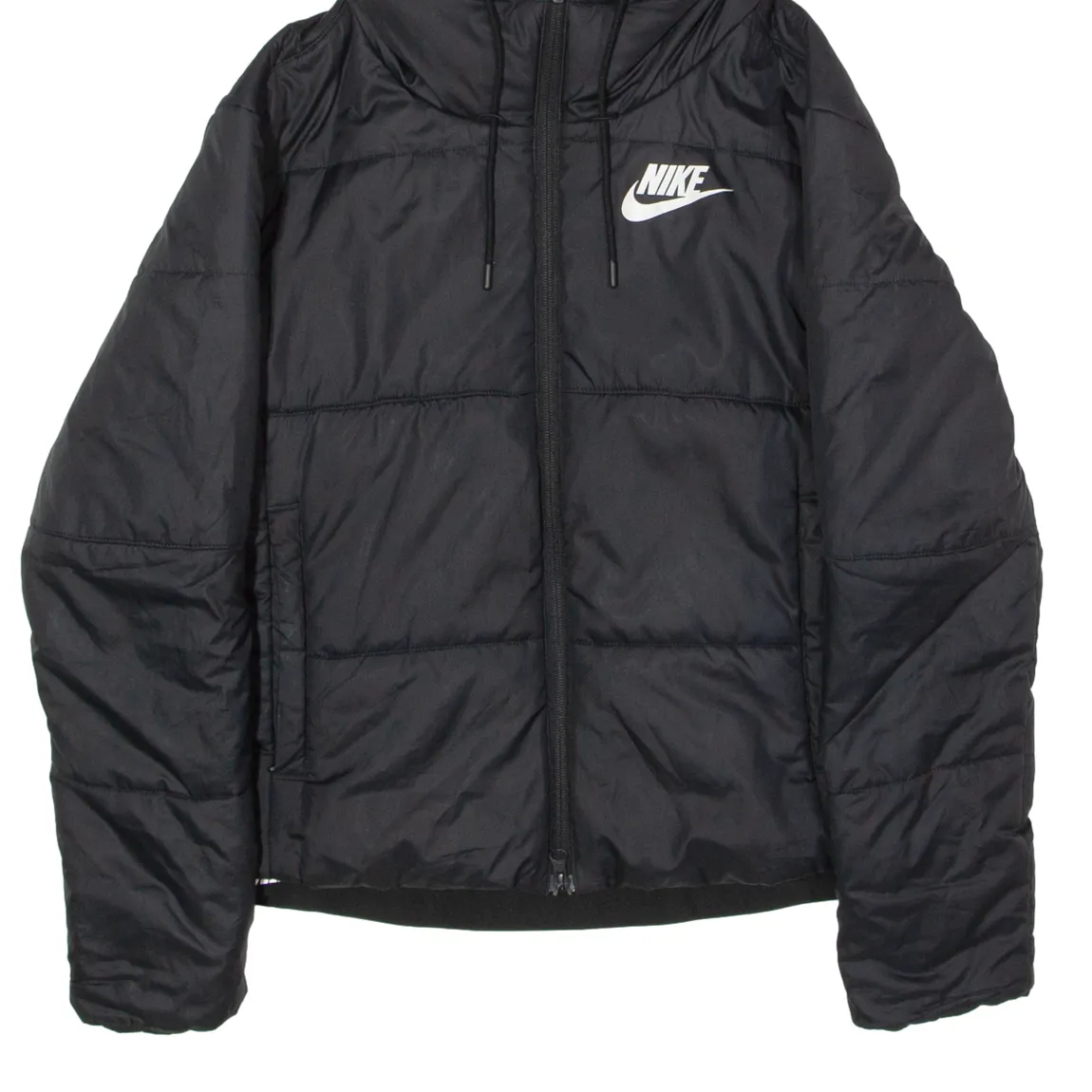 NIKE Womens Puffer Jacket Black Hooded XS