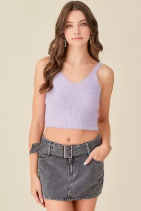 Olive and Bette's - Fuzzy Sweater Crop Top - Soft Lilac