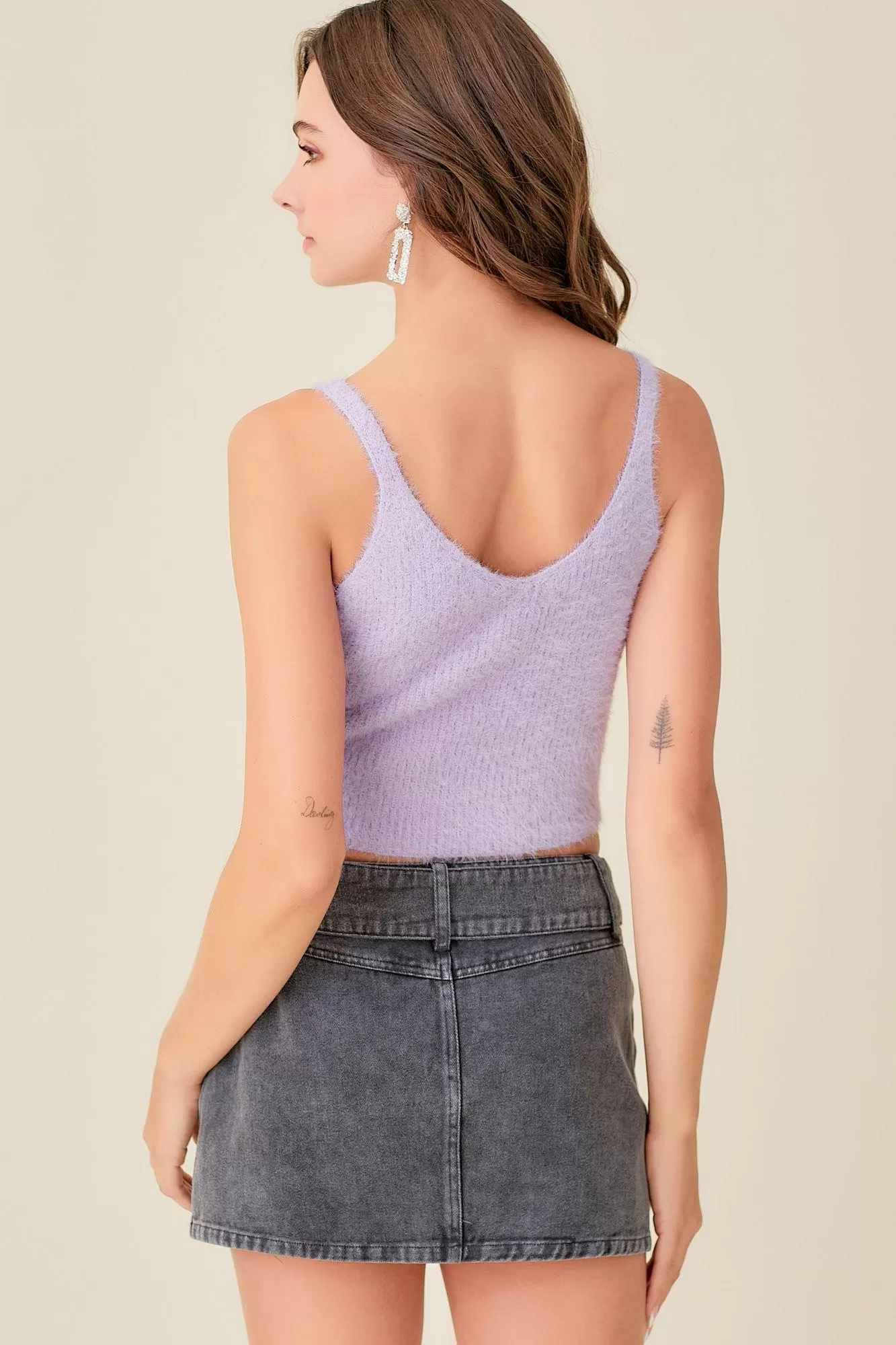 Olive and Bette's - Fuzzy Sweater Crop Top - Soft Lilac