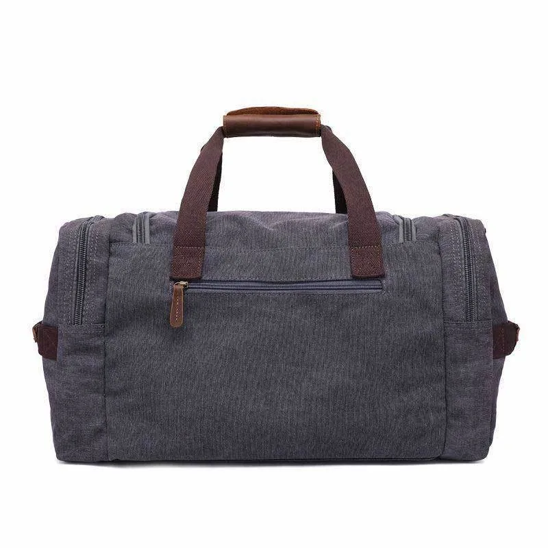 Oversized Canvas & Leather Weekend Duffel Bag