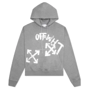 Paint Script Skate Hoodie - Melange Grey/White