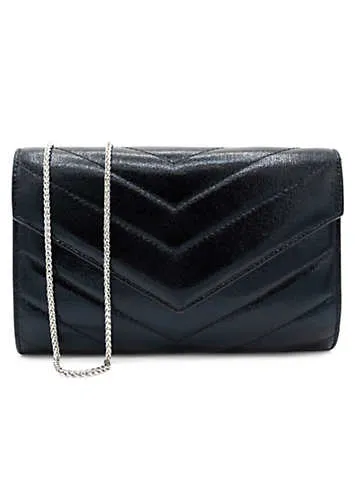 Paradox London Black Metallic ’Dextra’ Quilted Clutch Bag | Grattan