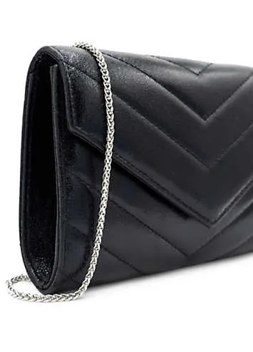 Paradox London Black Metallic ’Dextra’ Quilted Clutch Bag | Kaleidoscope