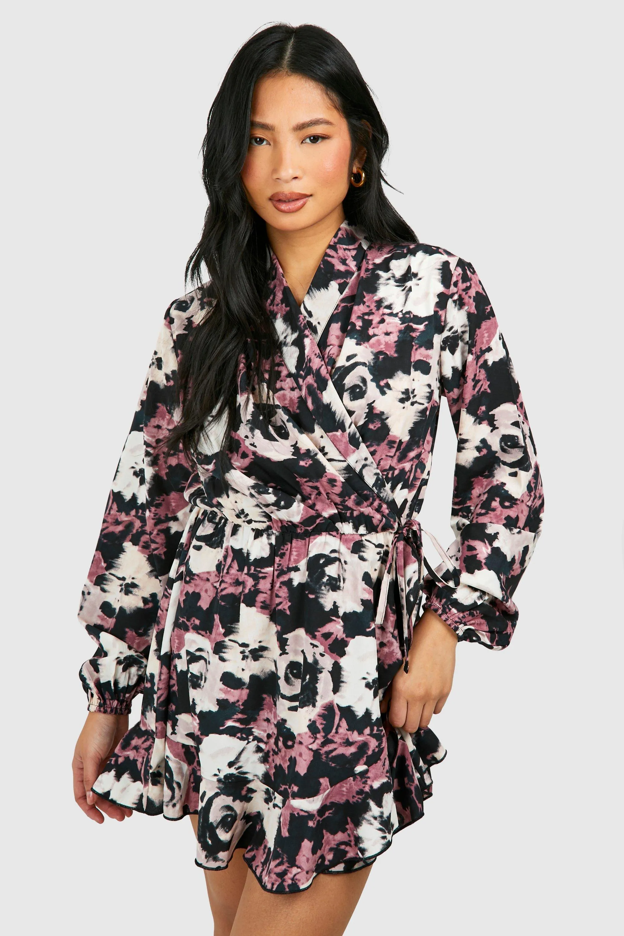 Petite Floral Wrap Mini Dress