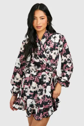 Petite Floral Wrap Mini Dress