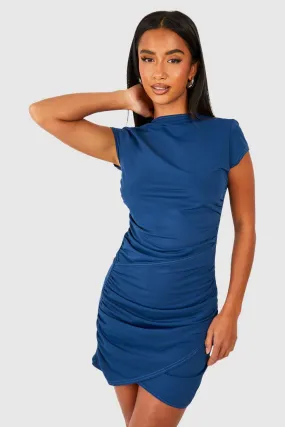 Petite Premium Matte Slinky Wrap Mini Dress