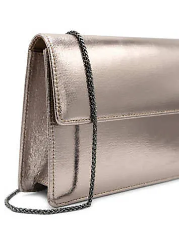 Pewter Metallic ’Darlene’ Flap Clutch Bag by Paradox London | Look Again