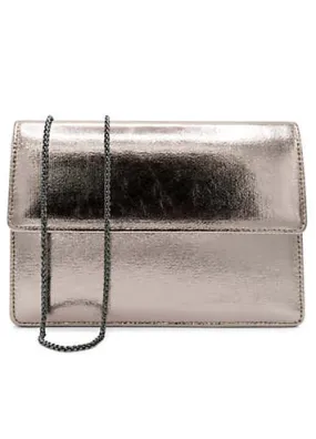 Pewter Metallic ’Darlene’ Flap Clutch Bag by Paradox London | Look Again