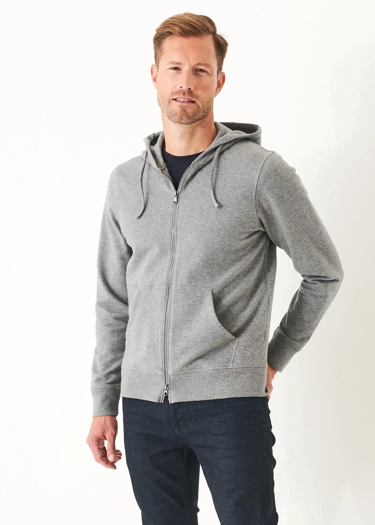 PIMA STRETCH FLEECE ZIP-UP HOODIE