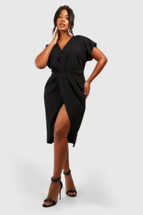 Plus Wrap Front Midi Dress