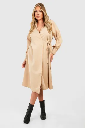 Plus Wrap Shirt Midi Dress