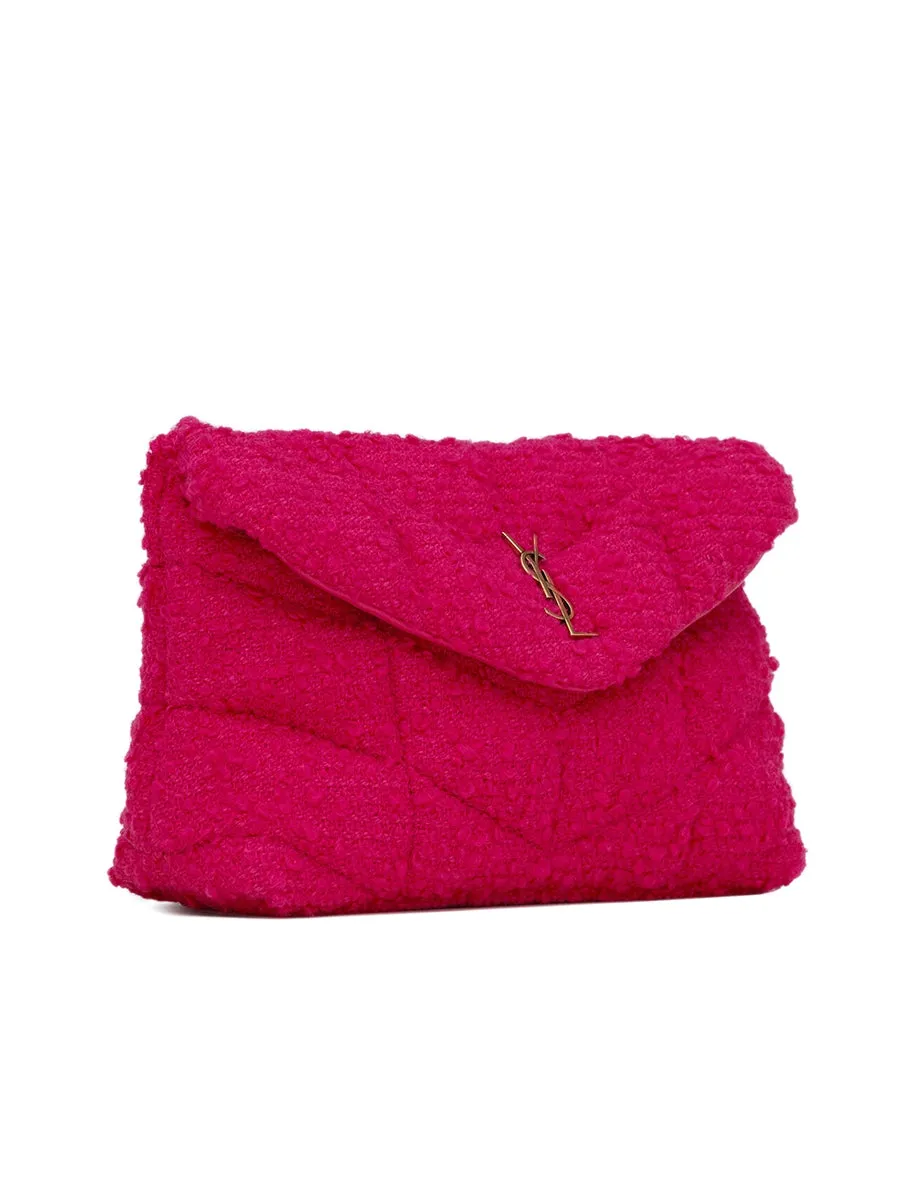 Puffer Small Pouch in Quilted Boucle Tweed