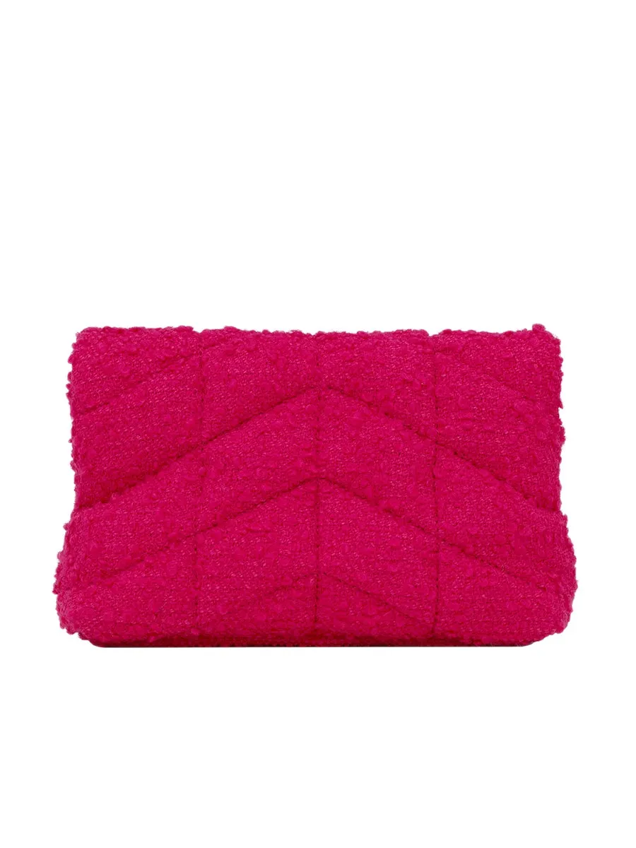 Puffer Small Pouch in Quilted Boucle Tweed