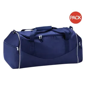 Quadra Teamwear Holdall Duffel Bag (55 liters) (Pack of 2) (French Navy/Putty) (One Size) - UTBC4438