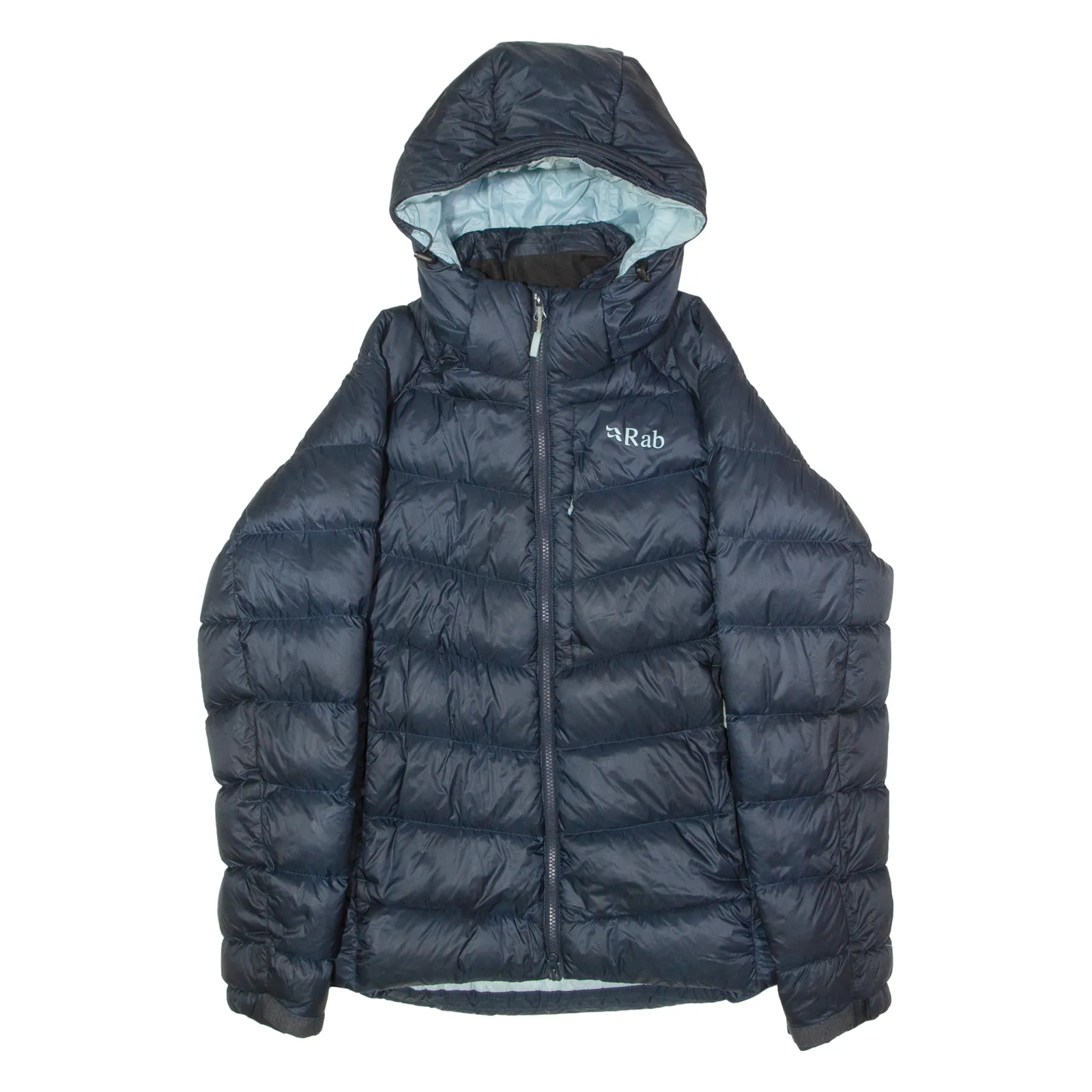 RAB Axiom Pro Womens Puffer Coat Blue Hooded UK 10