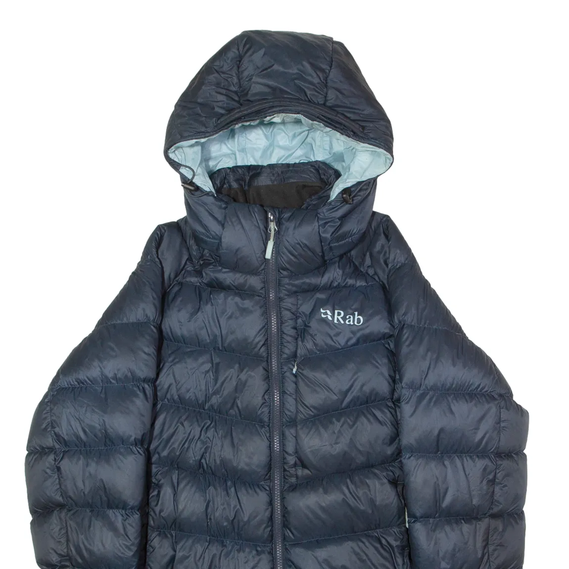 RAB Axiom Pro Womens Puffer Coat Blue Hooded UK 10