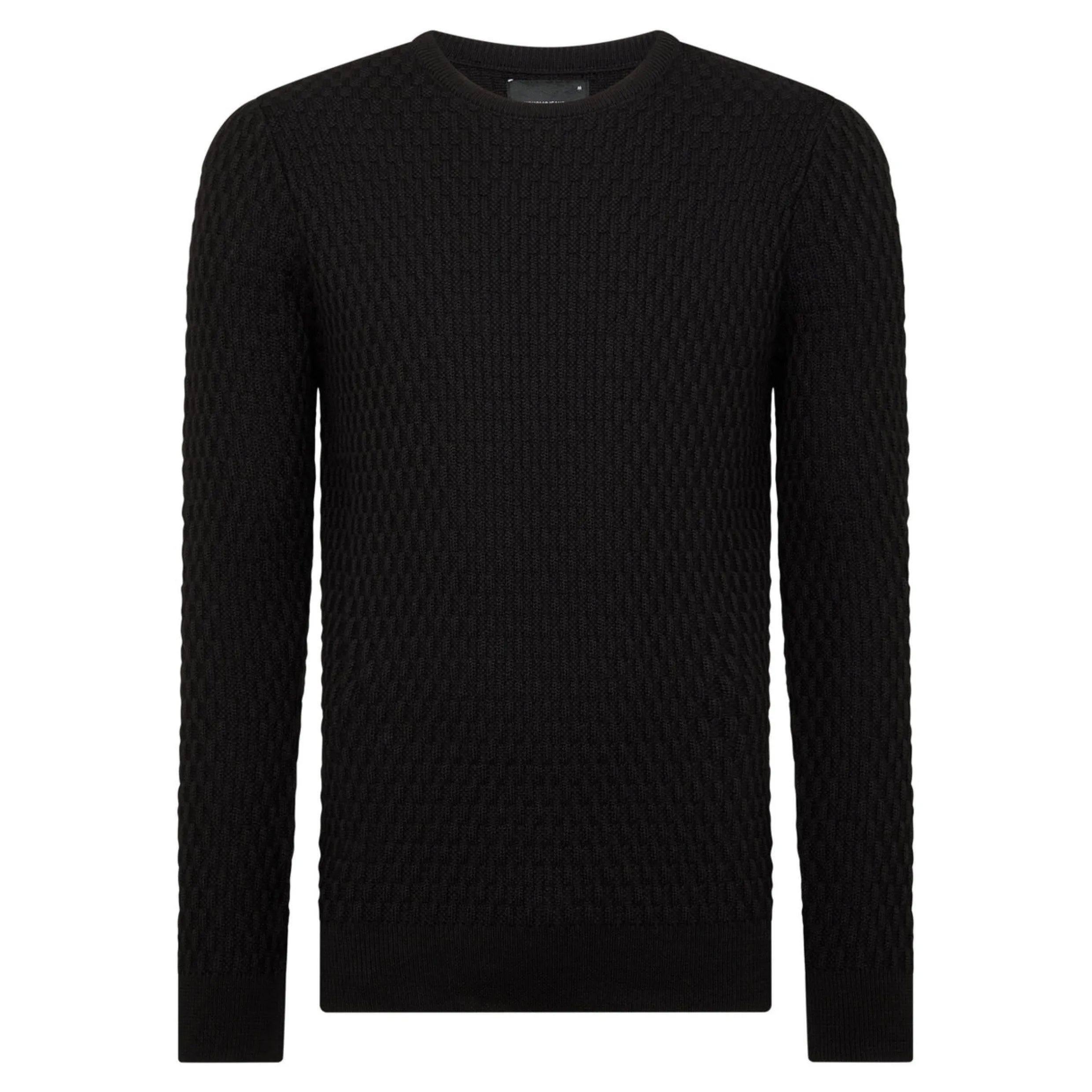 Remus Uomo Tapered Fit Merino Wool-Blend Crew Neck Sweater 58684 Black