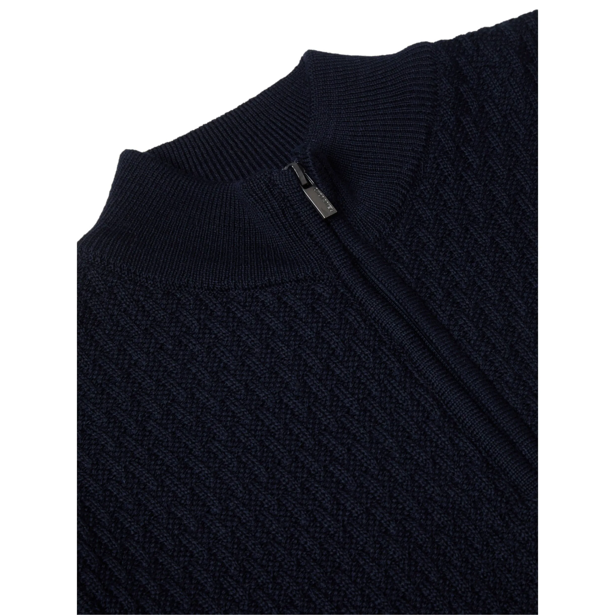 Remus Uomo Wool Blend Half Zip Sweater Navy 58685