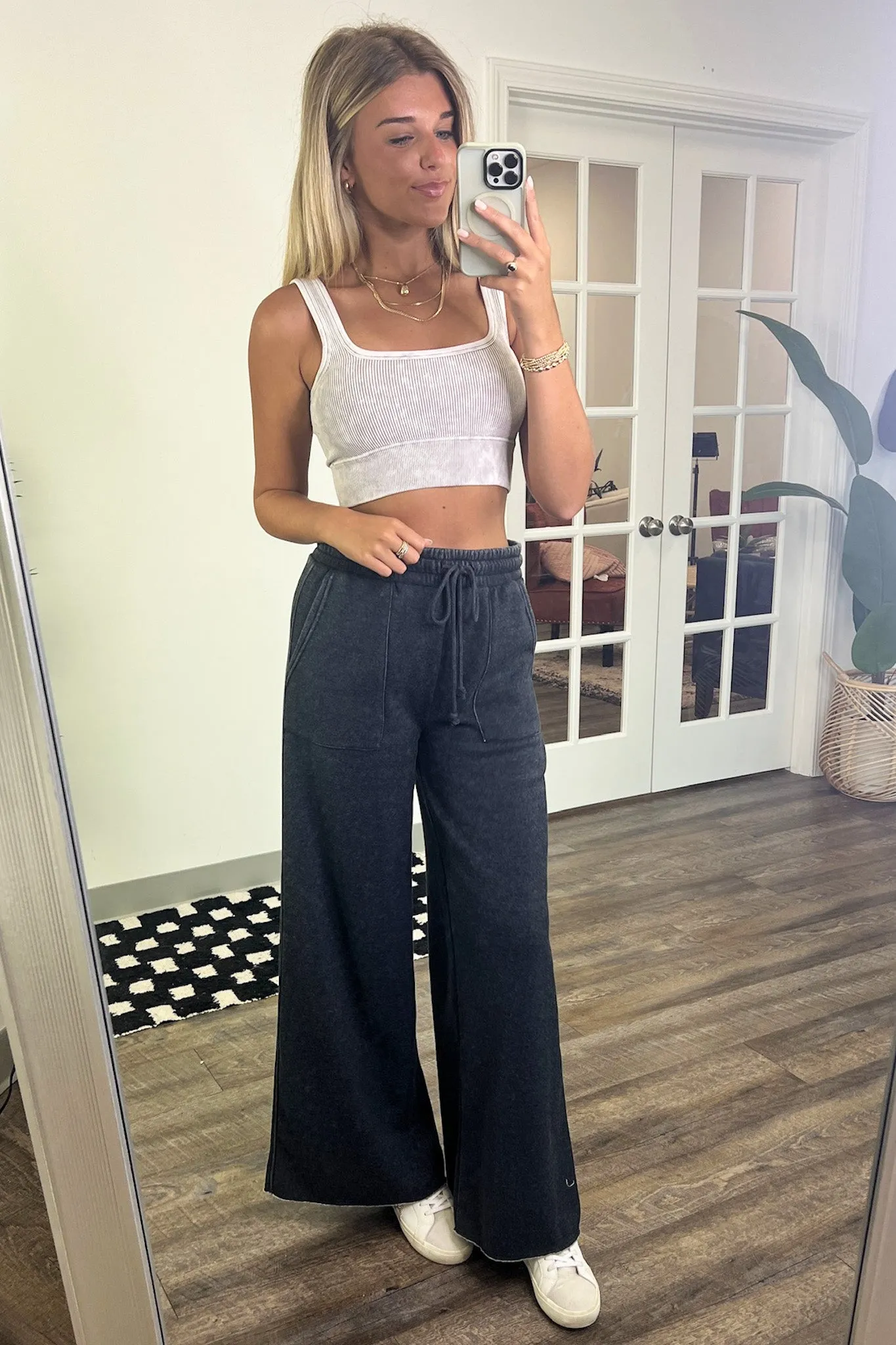 Rest Day High Rise Wide Leg Drawstring Pants