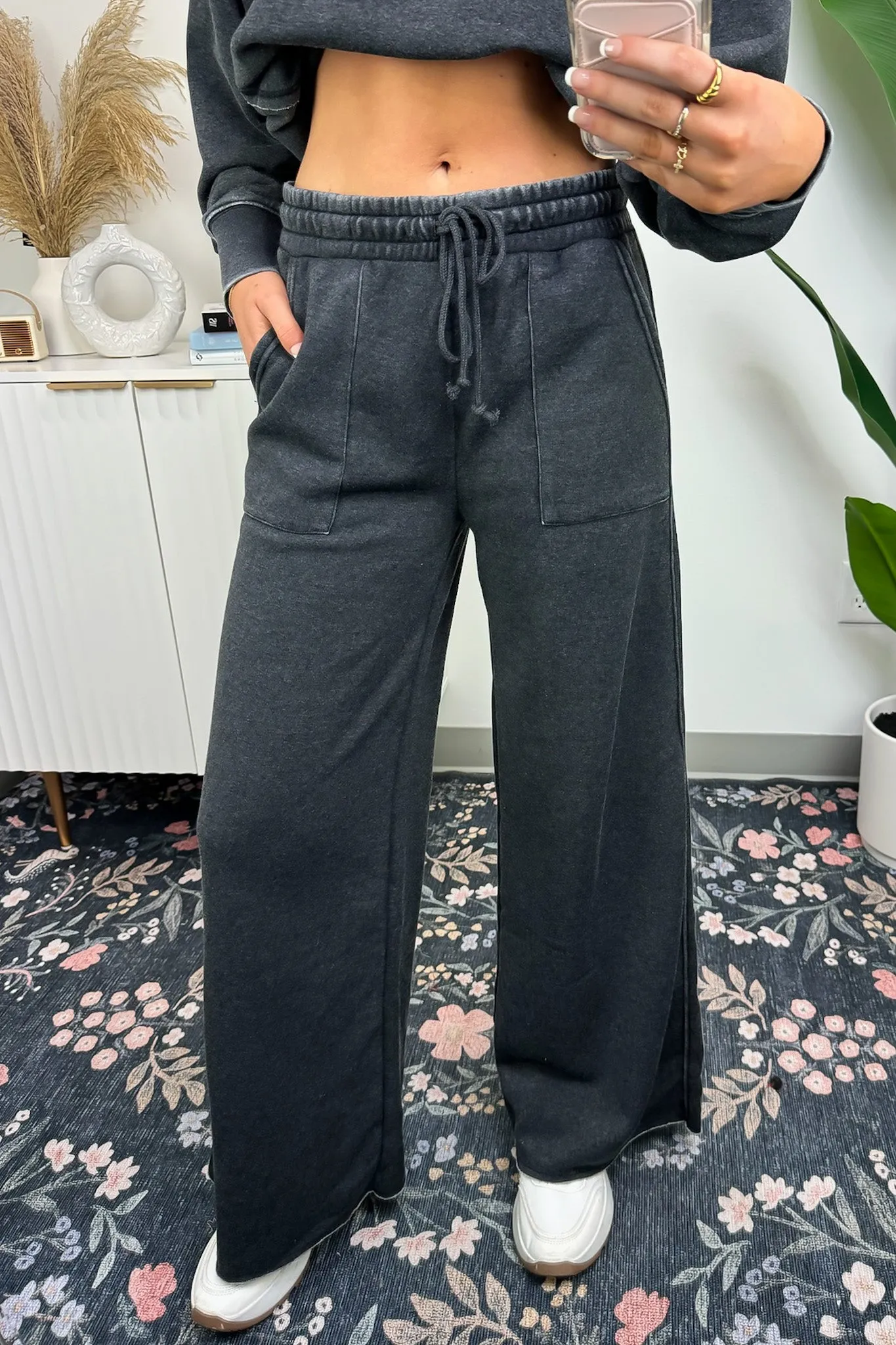 Rest Day High Rise Wide Leg Drawstring Pants