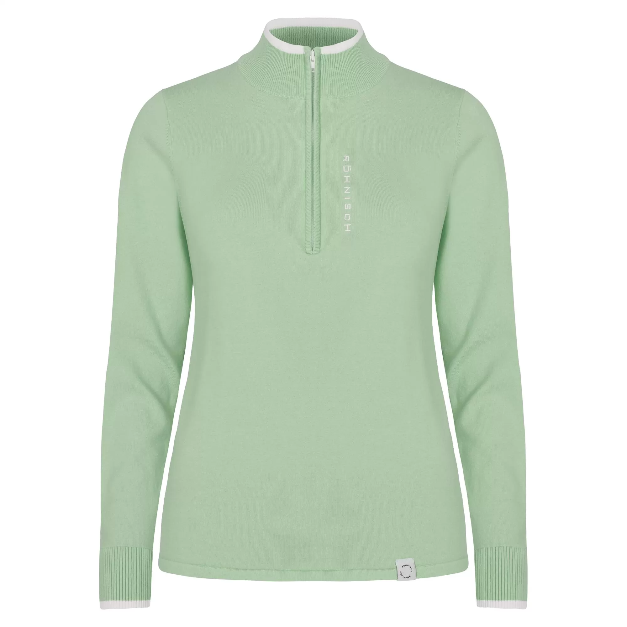 Rohnisch Knitted Half Zip Ladies Golf Sweater Patina Green